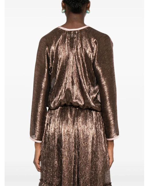 Forte Forte Brown Metallic Wrap-Effect Top