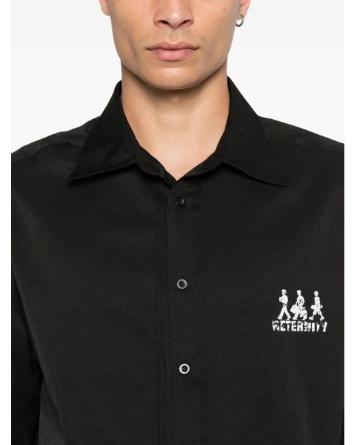 RETERNITY Black Embroidered Short-Sleeve Shirt for men