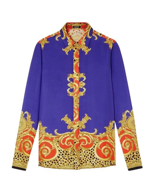 Versace Blouse Met Barokprint in het Blue