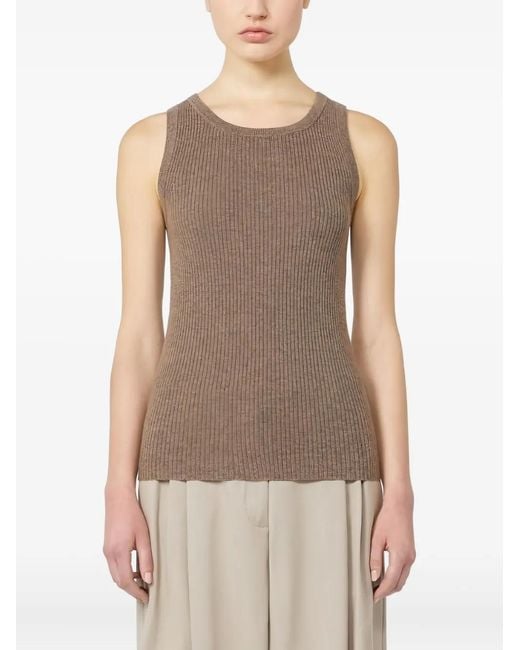 Max Mara Brown Ribbed Round-Neck Top