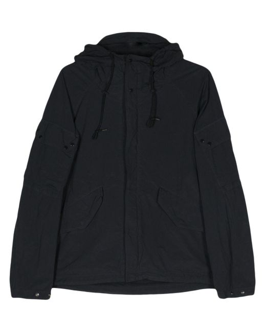 C P Company Black Mid Layer Cotton Hooded Jacket for men