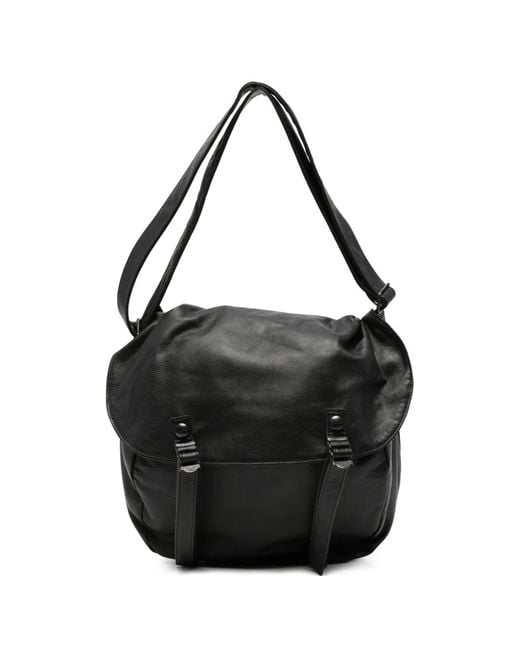 Yohji Yamamoto Black Buckle-Fastening Leather Tote Bag