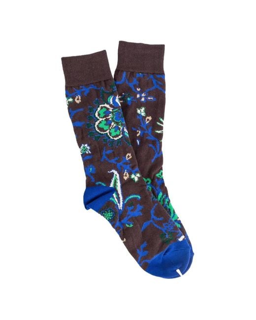 Sacai Blue Floral-Intarsia Socks