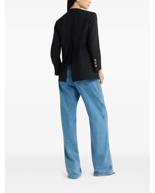 Patou Black Collarless Twill Jacket