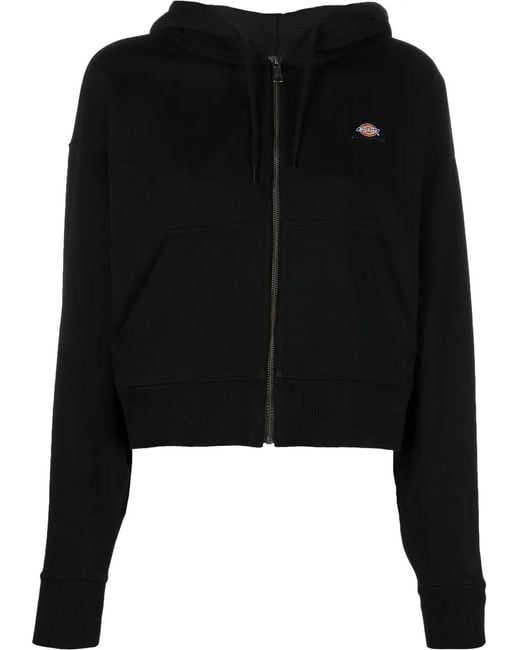 Dickies Black Logo-Patch Zip-Up Hoodie