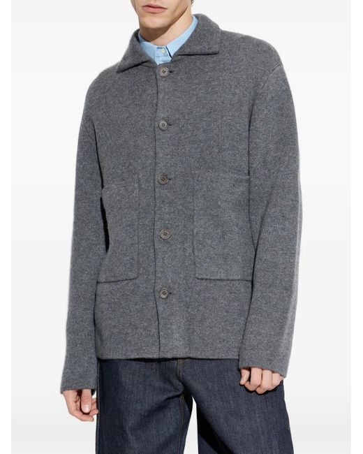 Lisa Yang Gray Cardigan À Poche Plaquée for men