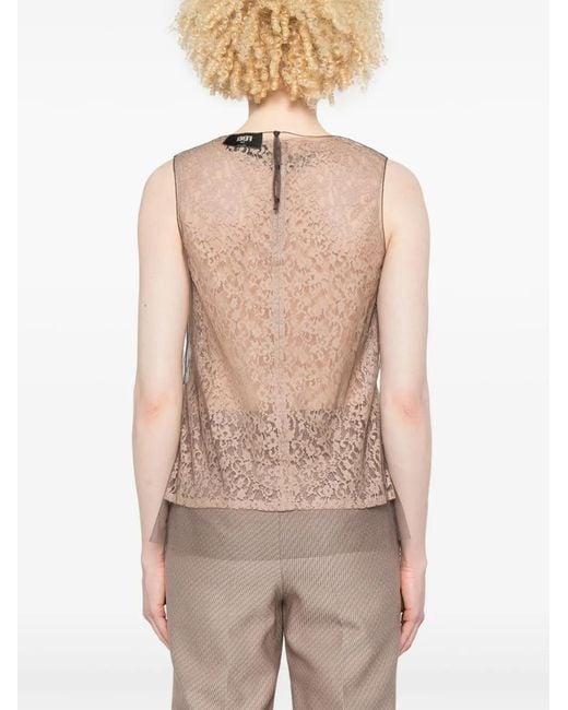 Fendi Natural Crew Neck Printed Top