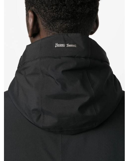 メンズ Herno ジップアップ パーカーコート Black