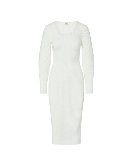 Liu Jo White Balloon Knit Dress