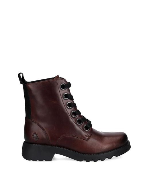 Fly London Purple Bottines Lacées À Languette D'Enfilage