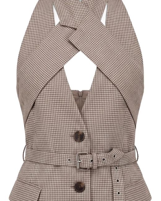 Monse Gray Houndstooth-Pattern Cross-Lapel Vest