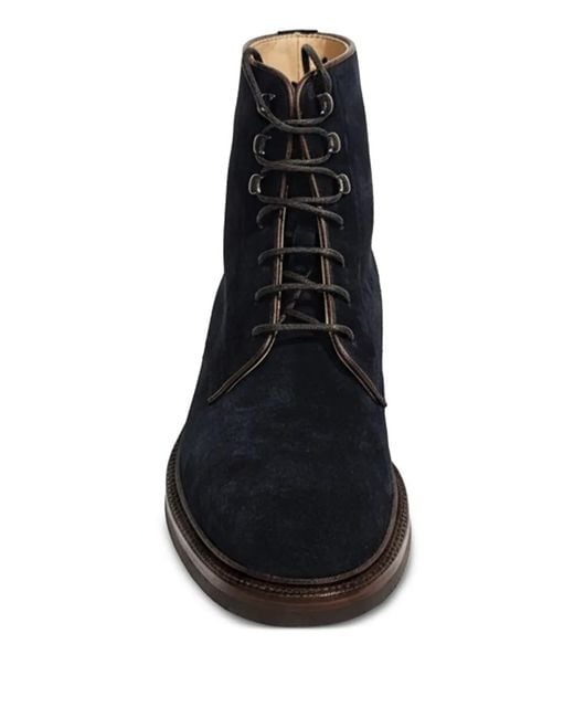 Brunello Cucinelli Black Lace-up Suede Boots for men