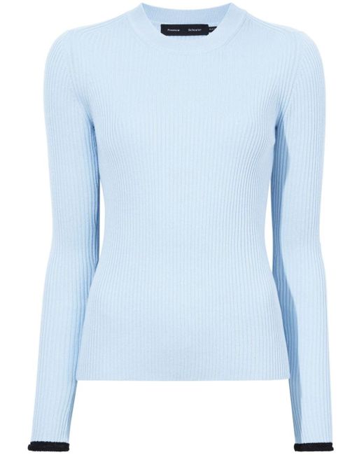 Proenza Schouler Crew neck Ribbed Sweatshirt in Blue Lyst UK