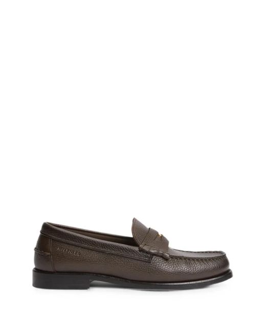 Tommy Hilfiger Brown Grainy-Leather Penny Loafers for men