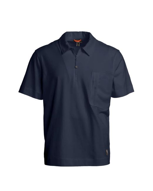 Parajumpers Blue Bordley Pocket Zip Polo Shirt for men
