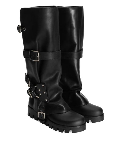 Dolce & Gabbana Black Buckled Biker Boots