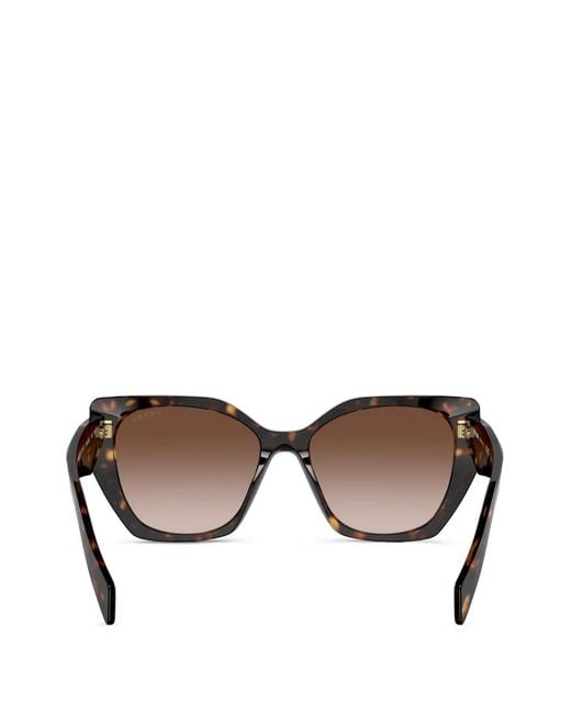 Prada Brown Tortoiseshell-Effect Geometric-Frame Sunglasses