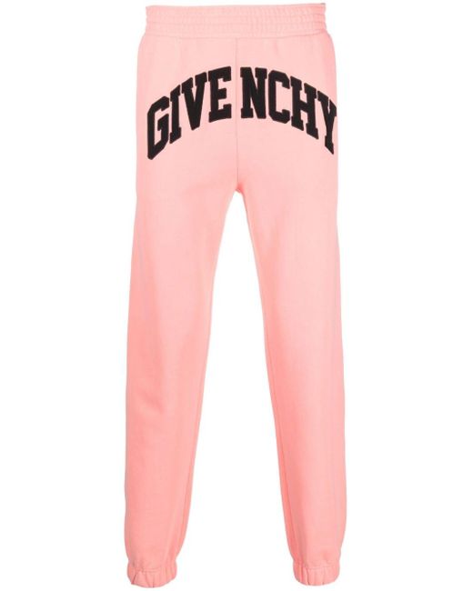 Givenchy Pink Logo-embroidered Cotton Track Pants for men