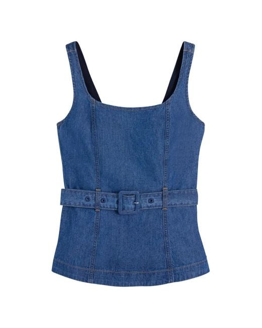 Tommy Hilfiger Blue Belted Denim Top