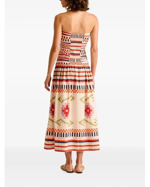 Carolina K White Malla Striped-Print Midi Dress