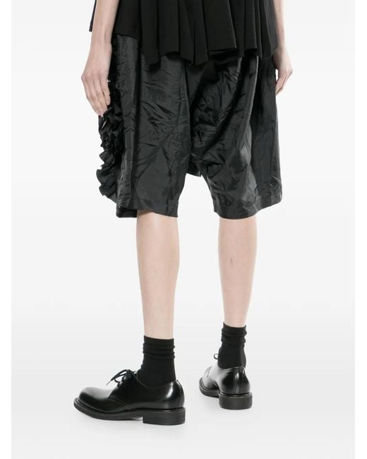 Comme des Garçons Black Ruffled Elasticated-Waist Shorts
