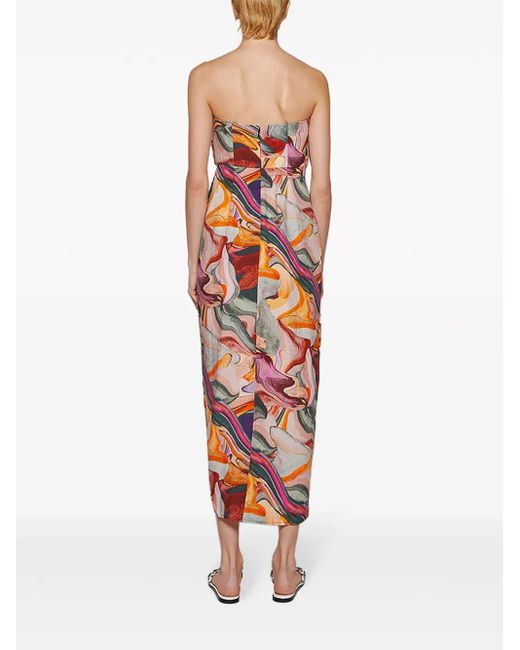 Mara Hoffman Red Yara Abstract-Print Midi Dress