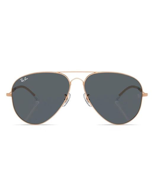 Ray-Ban Blue Old Aviator Logo-Engraved Sunglasses