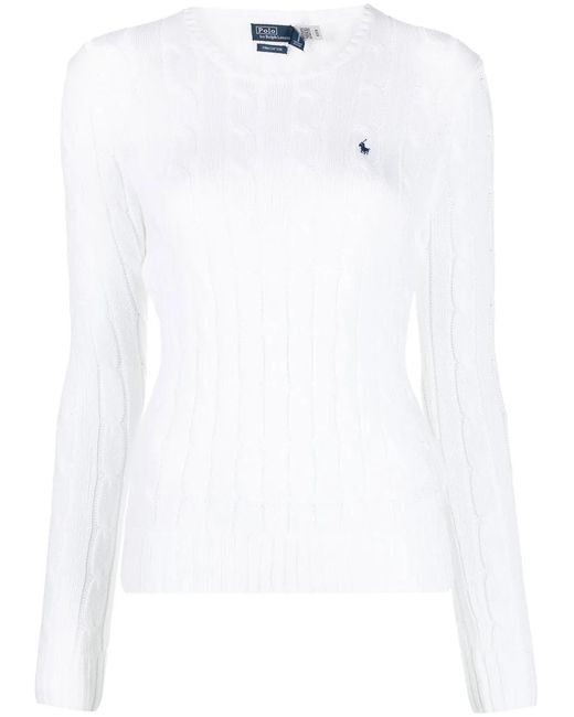 Polo Ralph Lauren White Touch Julianna Cable-Knit Sweater
