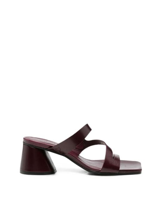 Alohas Red Orielle Multi-Strap Square-Toe Heeled Sandals