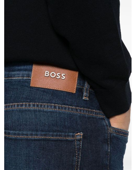 Boss Blue Mid-rise Slim-fit Jeans for men