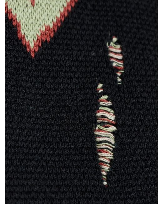 AllSaints Black Chase Intarsia-Knit Distressed Cardigan for men