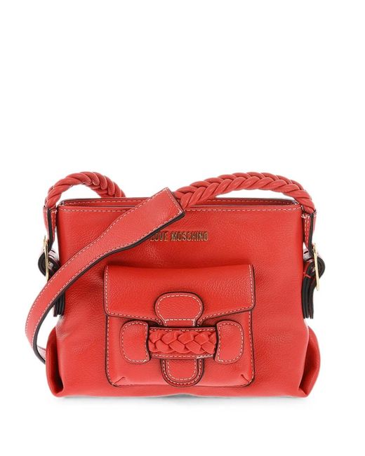 Love Moschino Red Braided-Detail Cross Body Bag