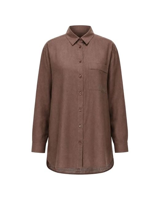 Max Mara Brown Chest-Pocket Linen Shirt
