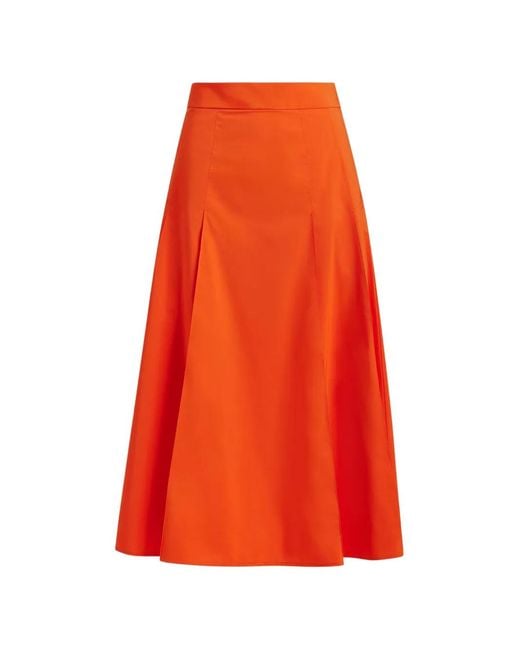 Essentiel Antwerp Orange "Jaelyn" Deep Pleat Midi-Skirt