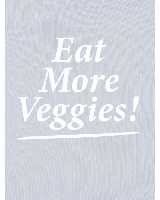 Sporty & Rich White Eat More Veggies-print Cotton Hoodie