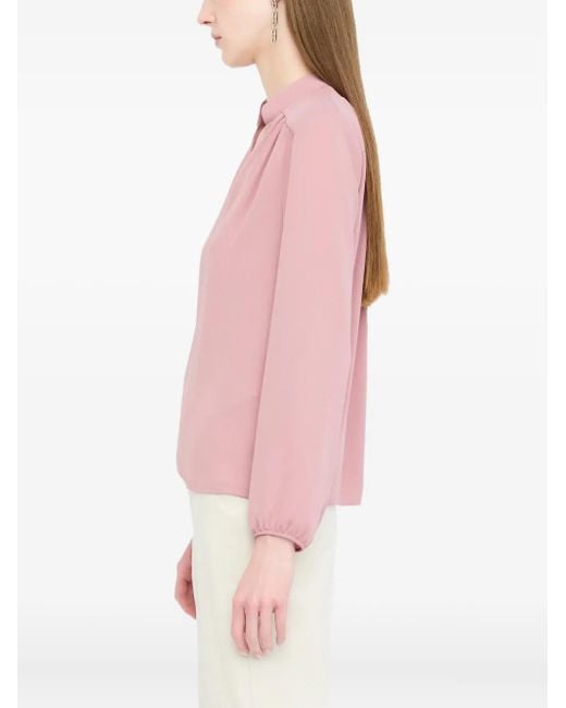Liu Jo Pink Mandarin-Collar V-Neck Blouse