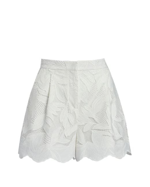 Erdem White Short À Fleurs Et Découpes