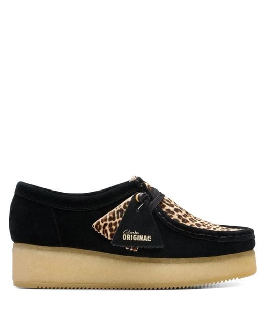 Clarks Black Wallacraft Leopard Derby Shoes
