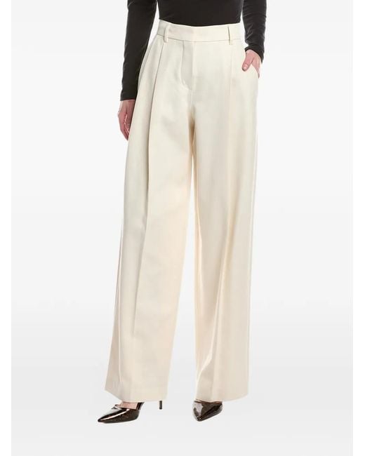 Brunello Cucinelli White Pleated Wide-Leg Trousers