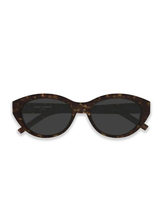 Saint Laurent Black Tortoiseshell Oval-Frame Sunglasses
