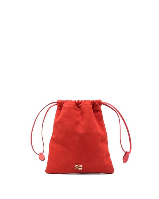 Miu Miu Red Logo-Lettering Mini Bag