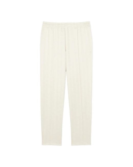 Lacoste White Monogram-Jacquard Pleated Track Pants for men