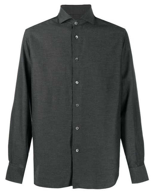 Corneliani Gray Curved Hem Longsleeved Shirt for men