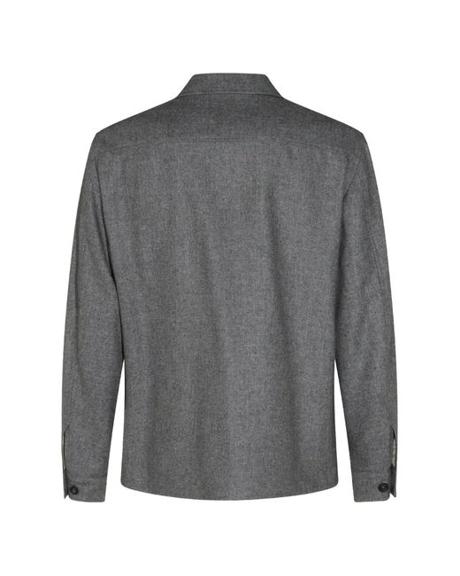 Eleventy Gray Button-Up Chest-Pocket Jacket for men