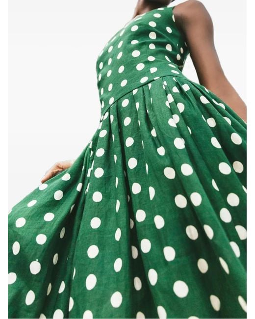 Cara Cara Green Regio Polka-Dot Midi Dress