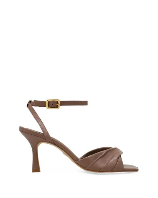 Carrano White Ruched-Strap Sandals