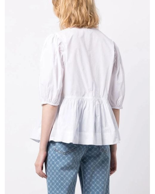 Ganni Wrap Poplin Blouse Bright White 151