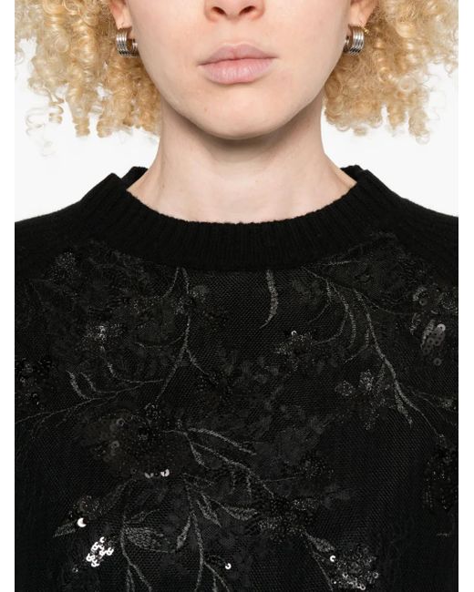 ERMANNO FIRENZE Black Sequin-Embellished Sweater