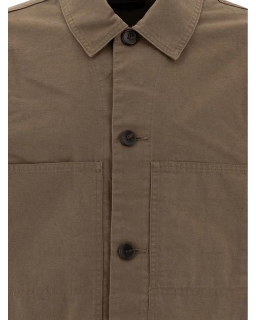 Vince Brown Button-Front Patch-Pocket Jacket for men