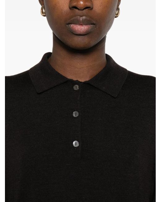 P.A.R.O.S.H. Black Long-Sleeve Polo Top